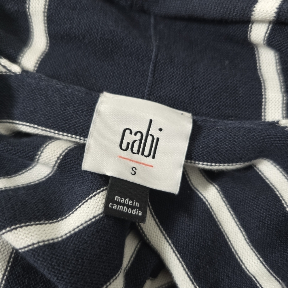 CAbi Boathouse Fuster Cardigan Sweater Navy White Open Front 6243 - Picture 9 of 12